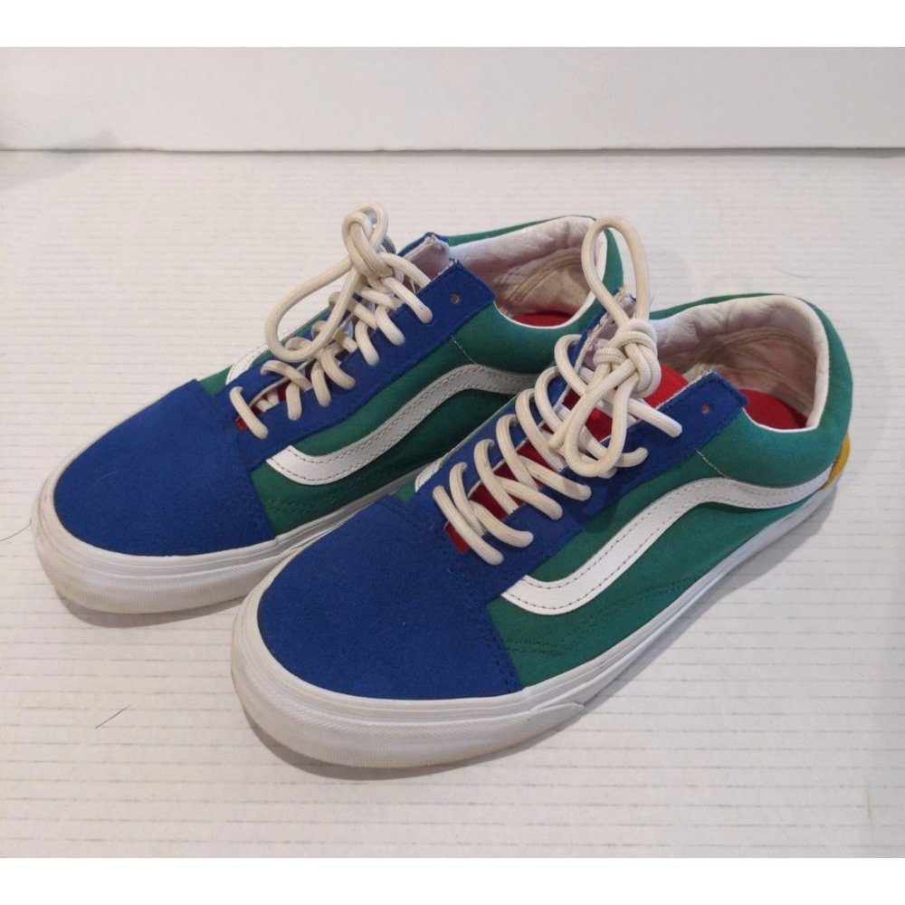 Vans Men's Shoes Old Skool Yacht Club Lace Up Round Toe Blue/Green/Yellow Size 7